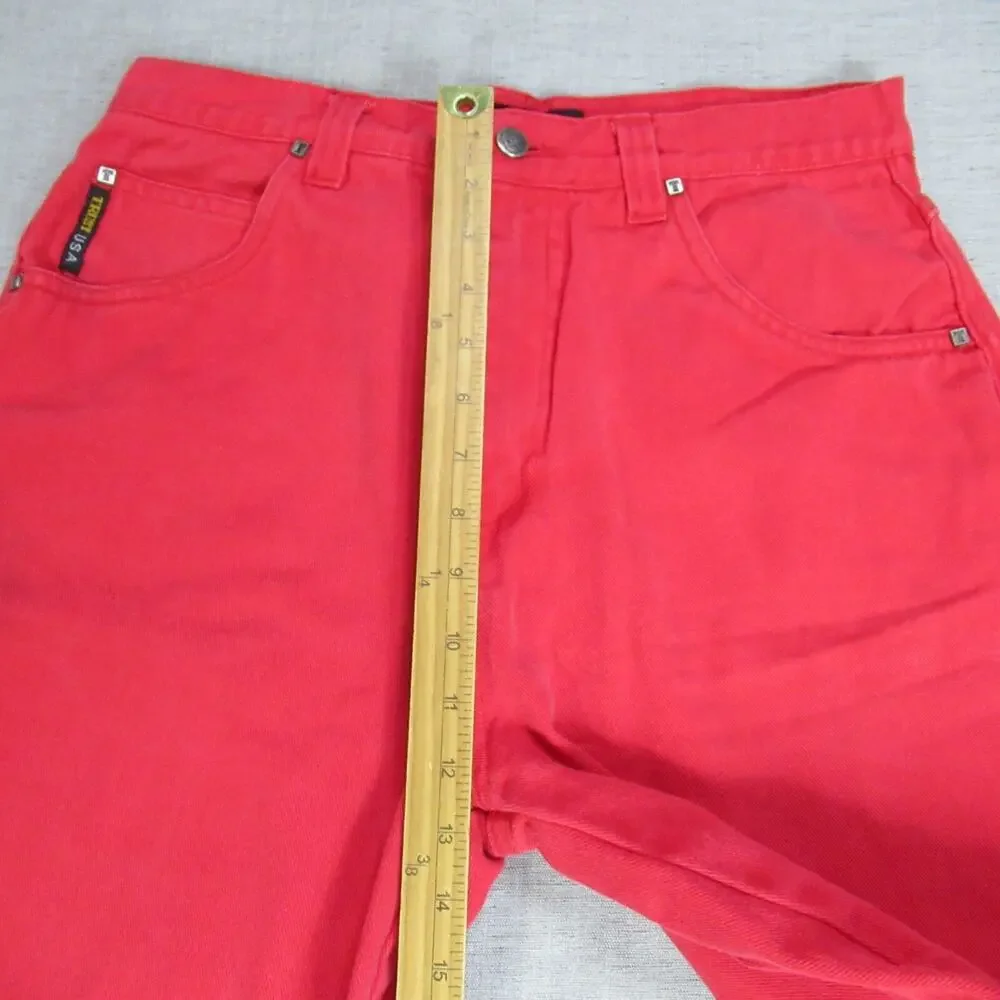 Vintage Trust Jean Shorts Size 33 Red Baggy Punk Skater Y2K 90s Heavyweight